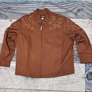 Vintage 90’s Bob Mackie Wearable Art Jewelled Jacket Women's Size 3X  Art Deco